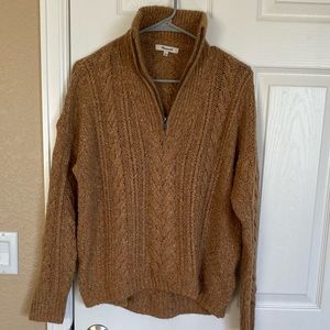 Madewell Rosebriar Cable Knit Half Zip Sweater